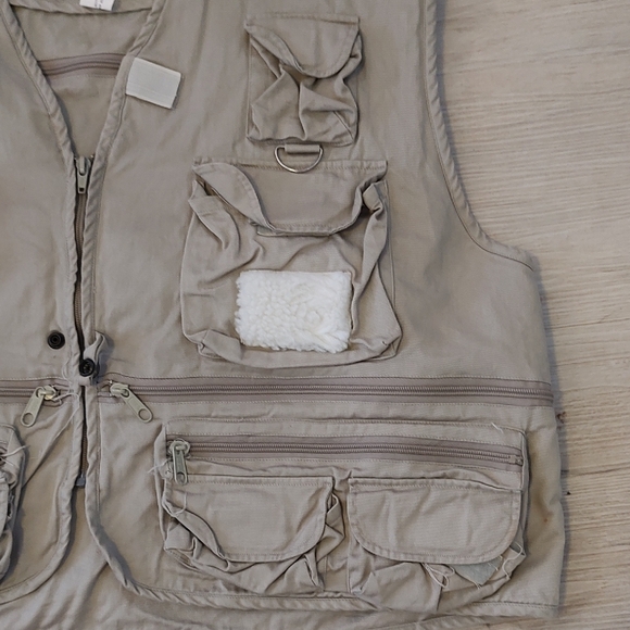 WALKER Men's Vintage Utility Sporting Vest in Cream Large - Picture 4 of 9